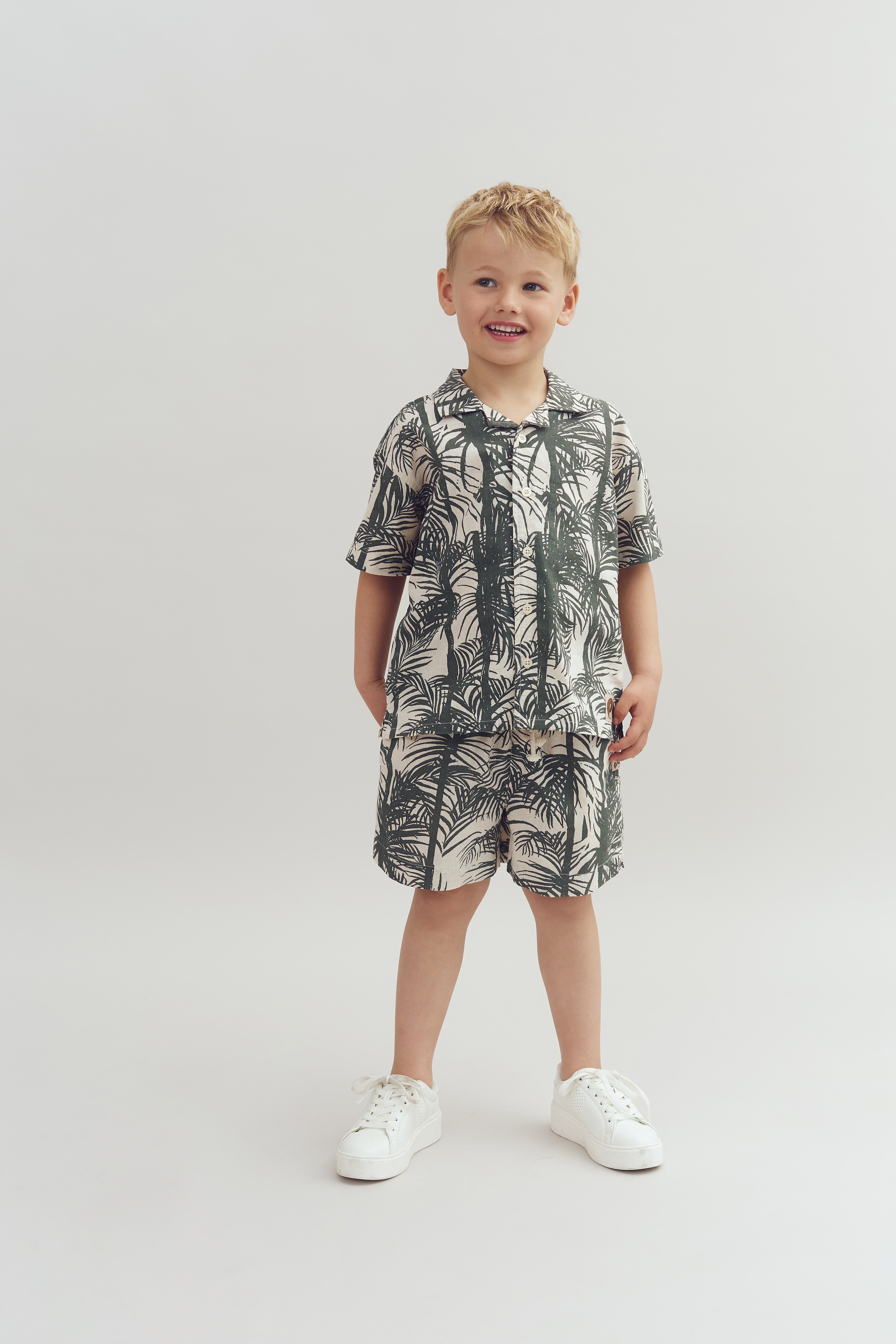 Linnen tropical shirt - Petrol | 100111 Mateo