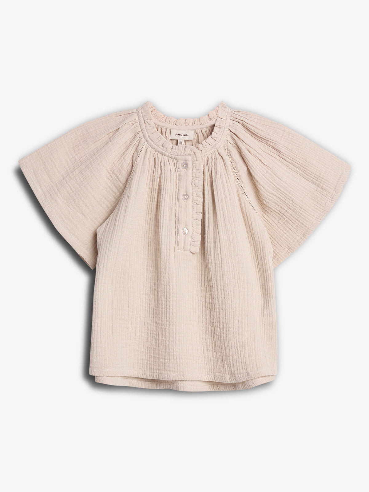 Musselin blouse met knoopsluiting - Light Beige | 100239 Ella