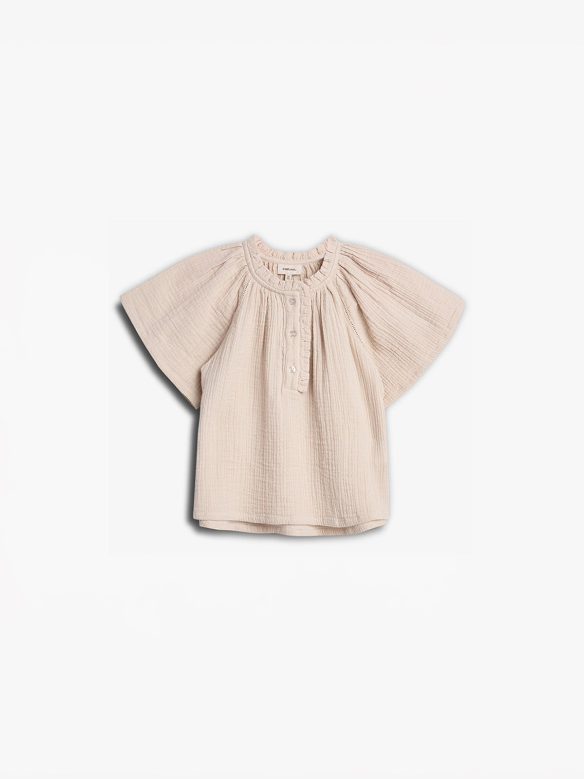 Musselin blouse met knoopsluiting - Light Beige | 100239 Ella