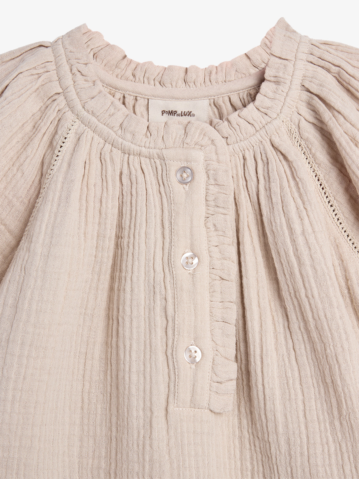 Musselin blouse met knoopsluiting - Light Beige | 100239 Ella