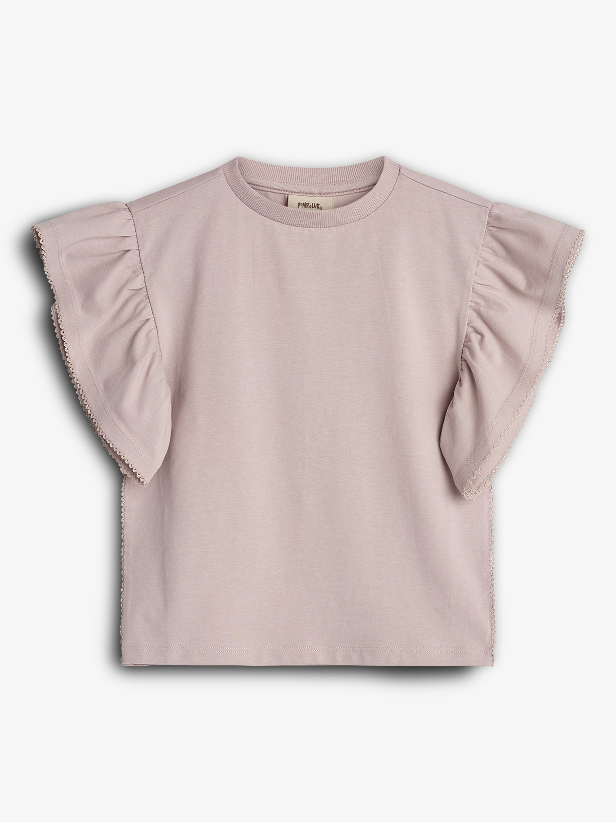 T-shirt met ruchesmouwen en picotsteek - Tween - Light Purple | 100385 Vilde