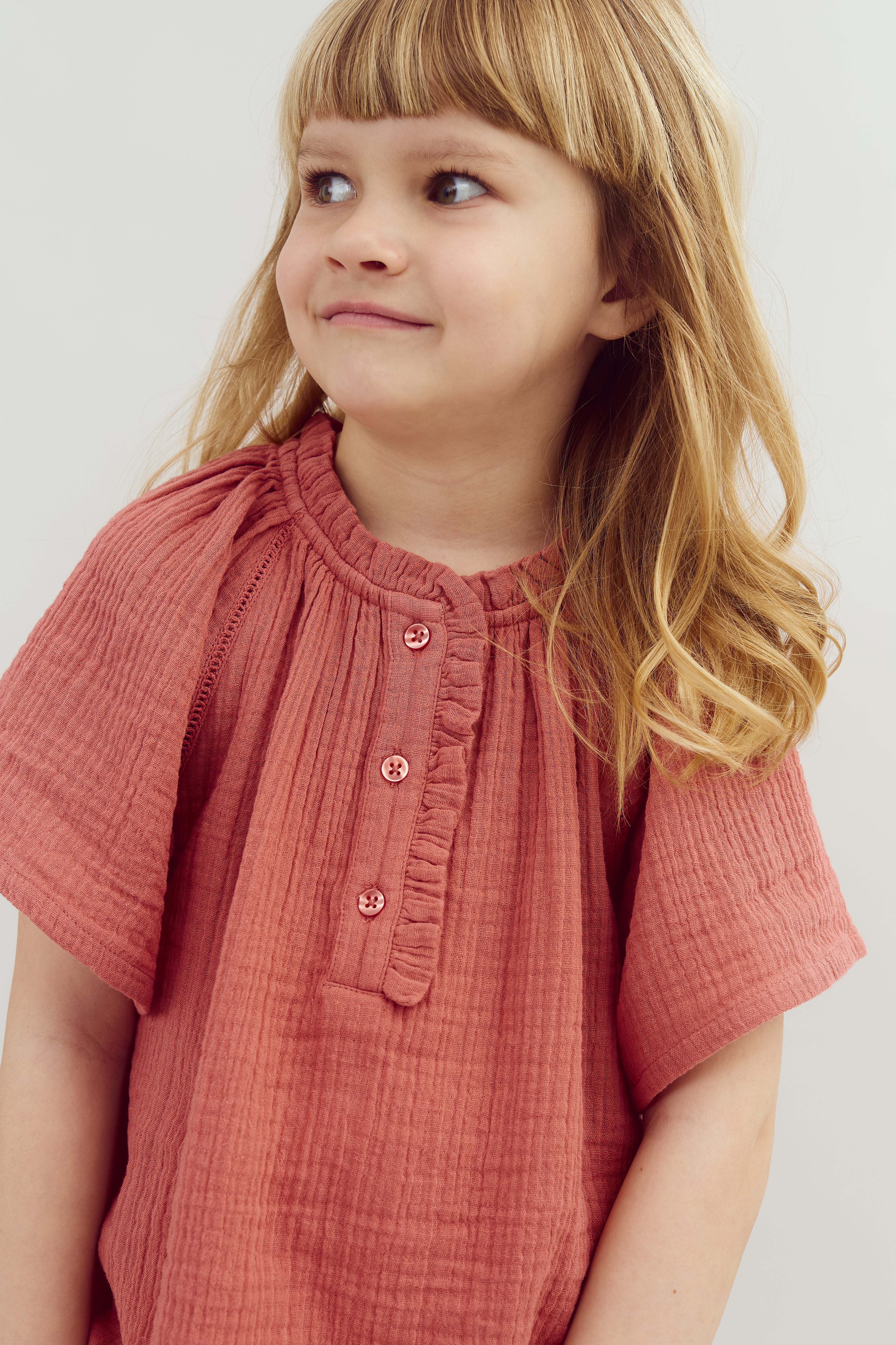 Musselin blouse met knoopsluiting - Blush | 100289 Ella