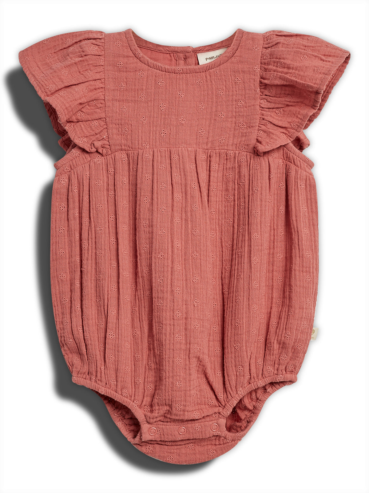 Musselin romper met vlindermouwen en borduursel - Blush | 100293 Ella