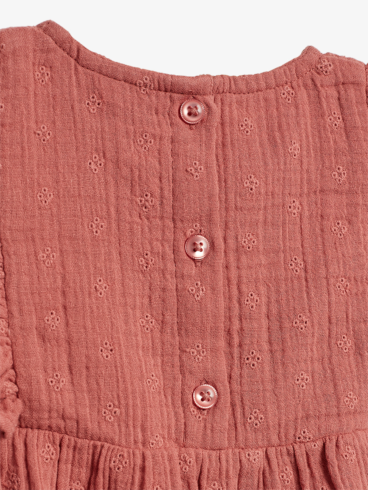 Musselin romper met vlindermouwen en borduursel - Blush | 100293 Ella