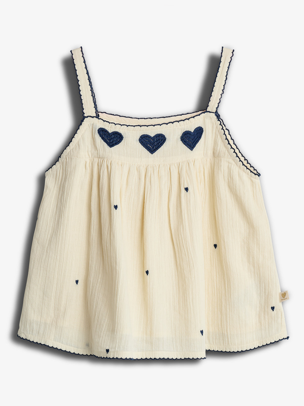 Top met bandjes en contrastborduursel - Tween - Off White | 100477 Harper