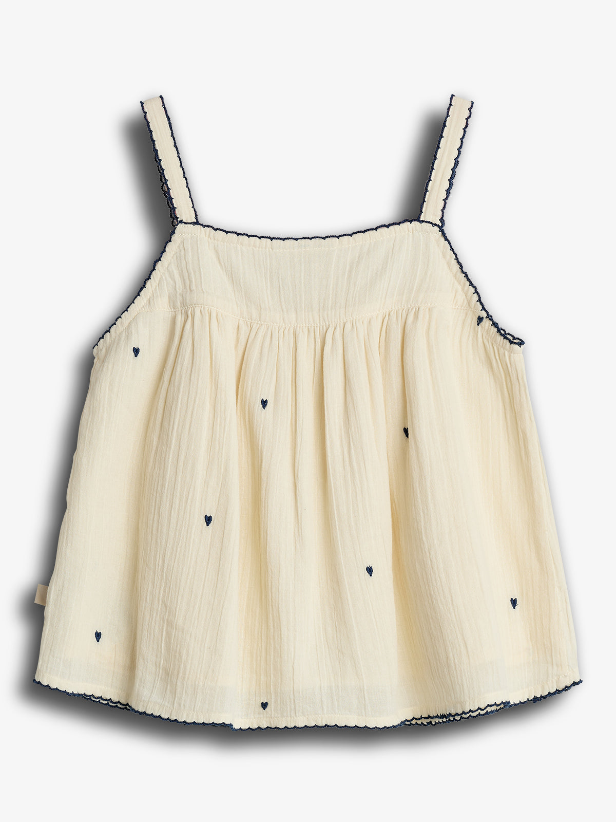 Top met bandjes en contrastborduursel - Tween - Off White | 100477 Harper