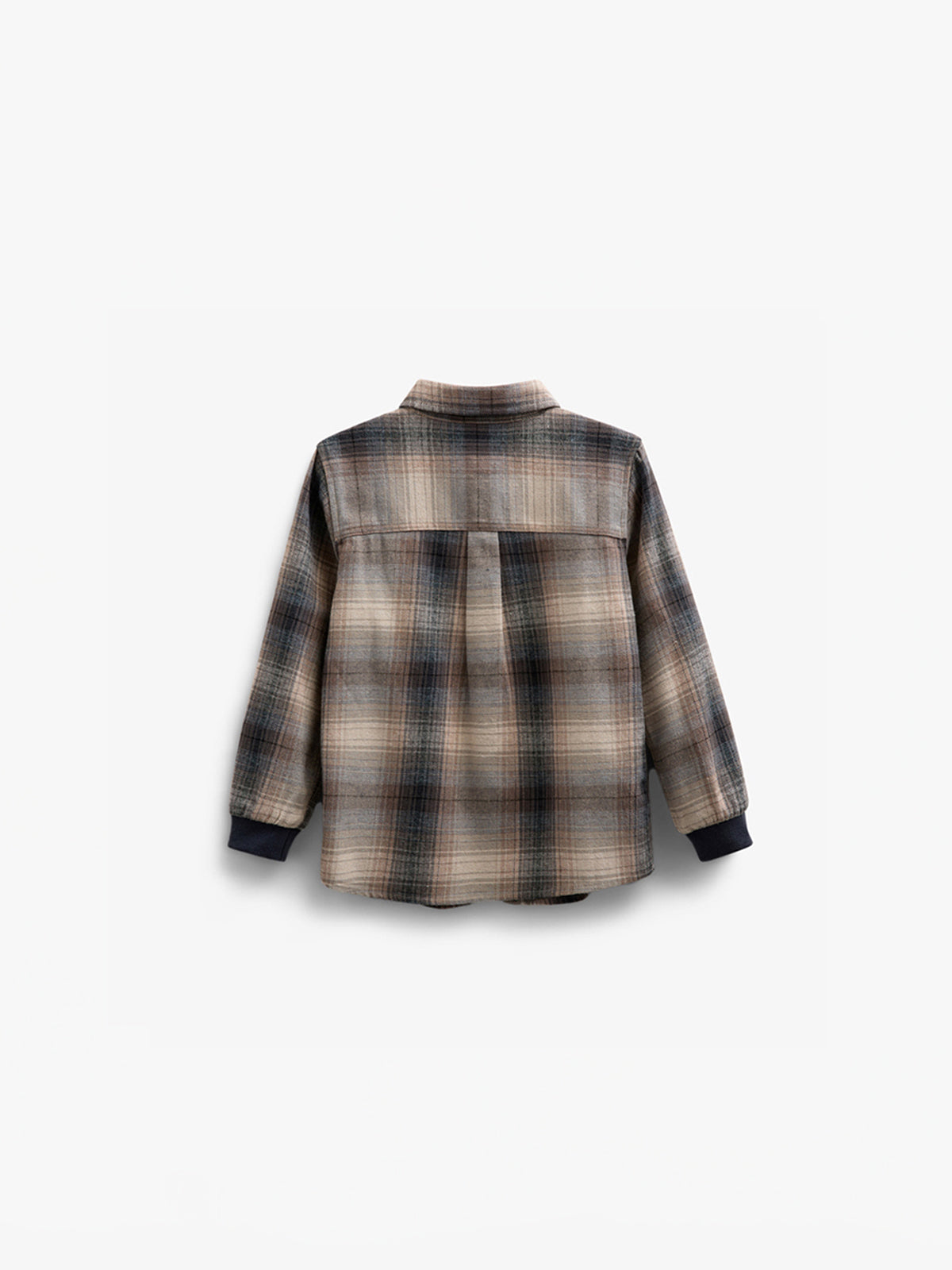 Geruit flanellen overhemd met ribboord - Kids - Brown Navy Check | 100529 Henry