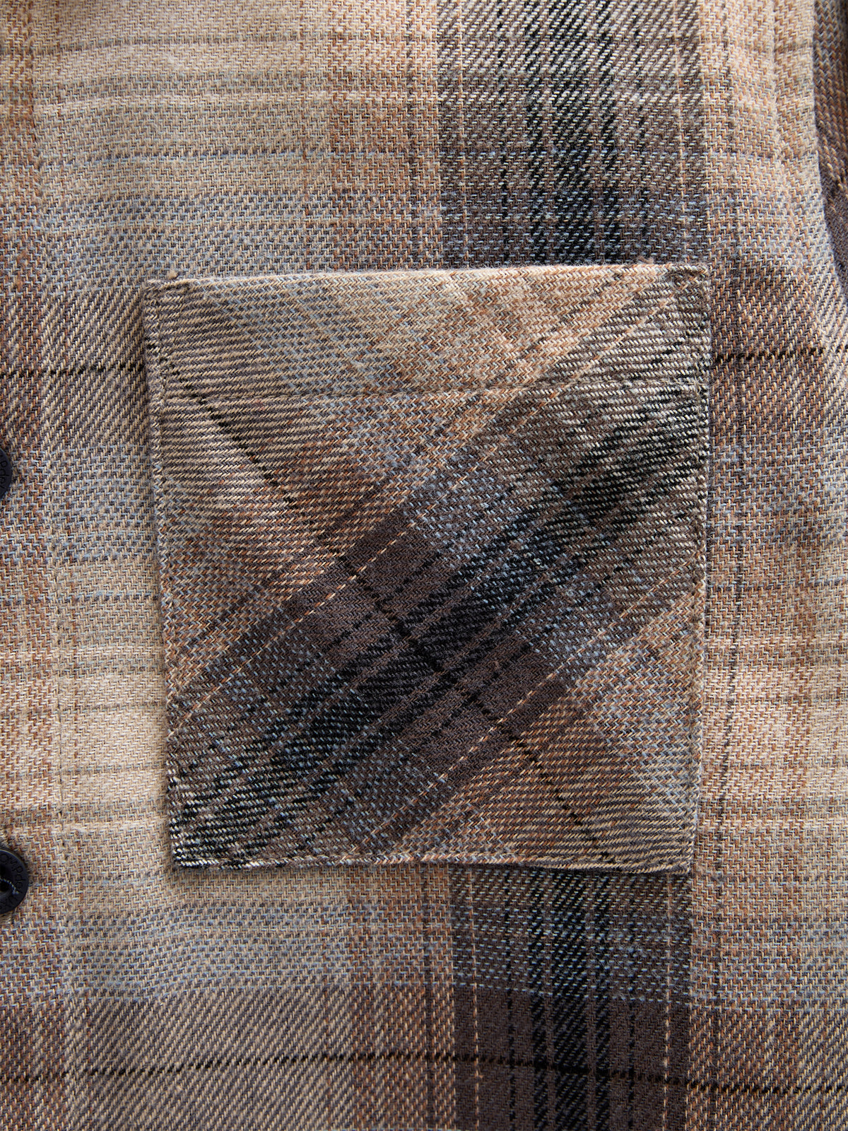 Geruit flanellen overhemd met ribboord - Kids - Brown Navy Check | 100529 Henry