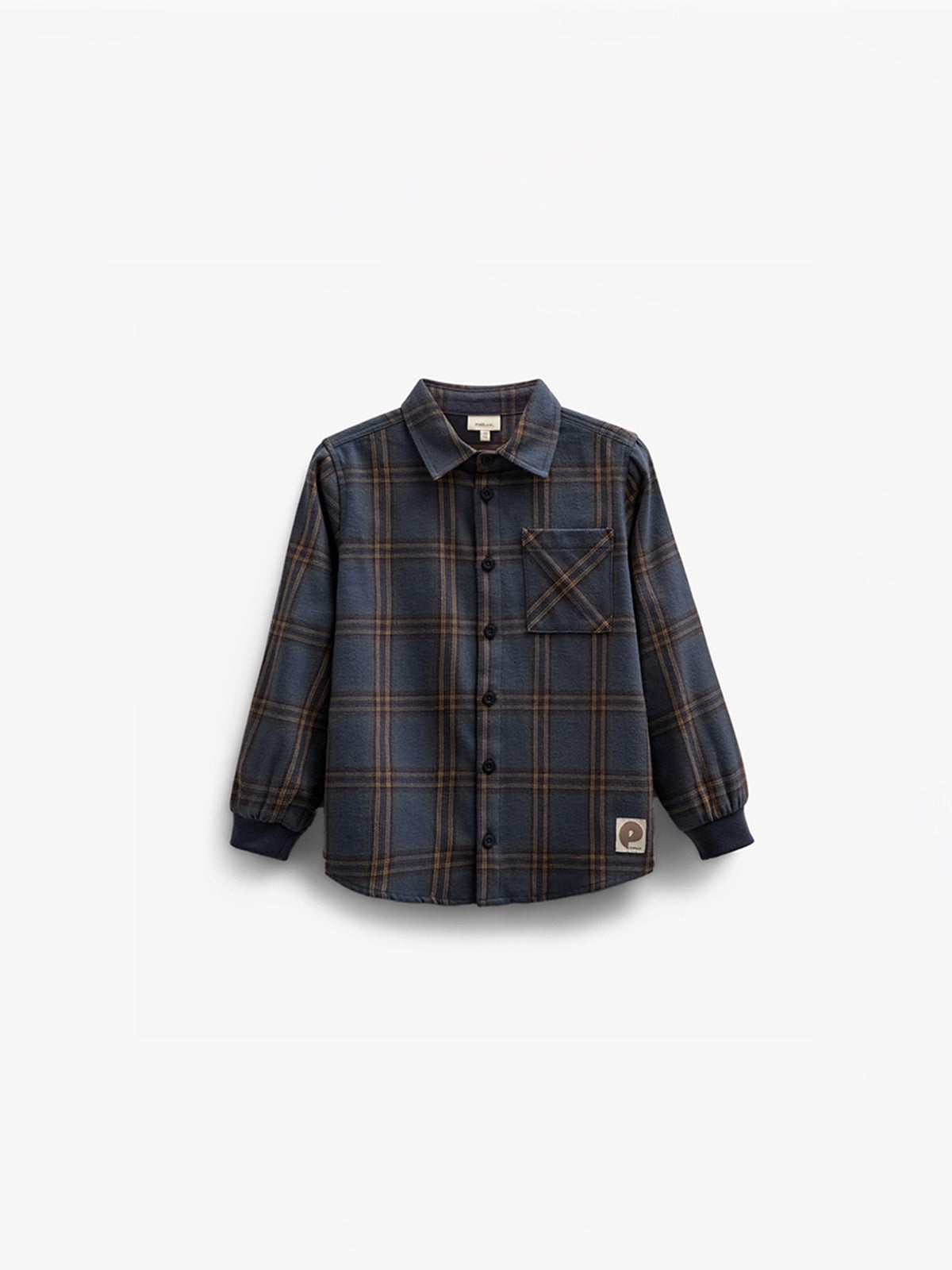 Geruit flanellen overhemd met ribboord - Kids - Navy Check | 100530 Henry