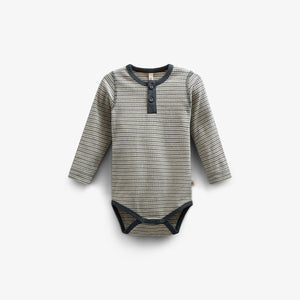 Katoenen ribbody met lange mouwen - Kids - Forest Green Stripe | 100558 Manson
