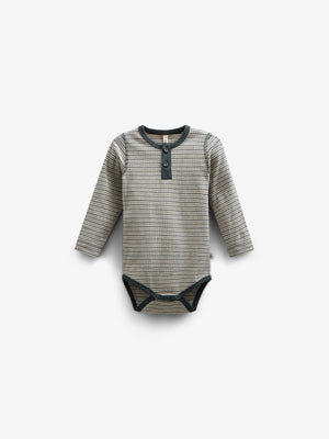 Katoenen ribbody met lange mouwen - Kids - Forest Green Stripe | 100558 Manson