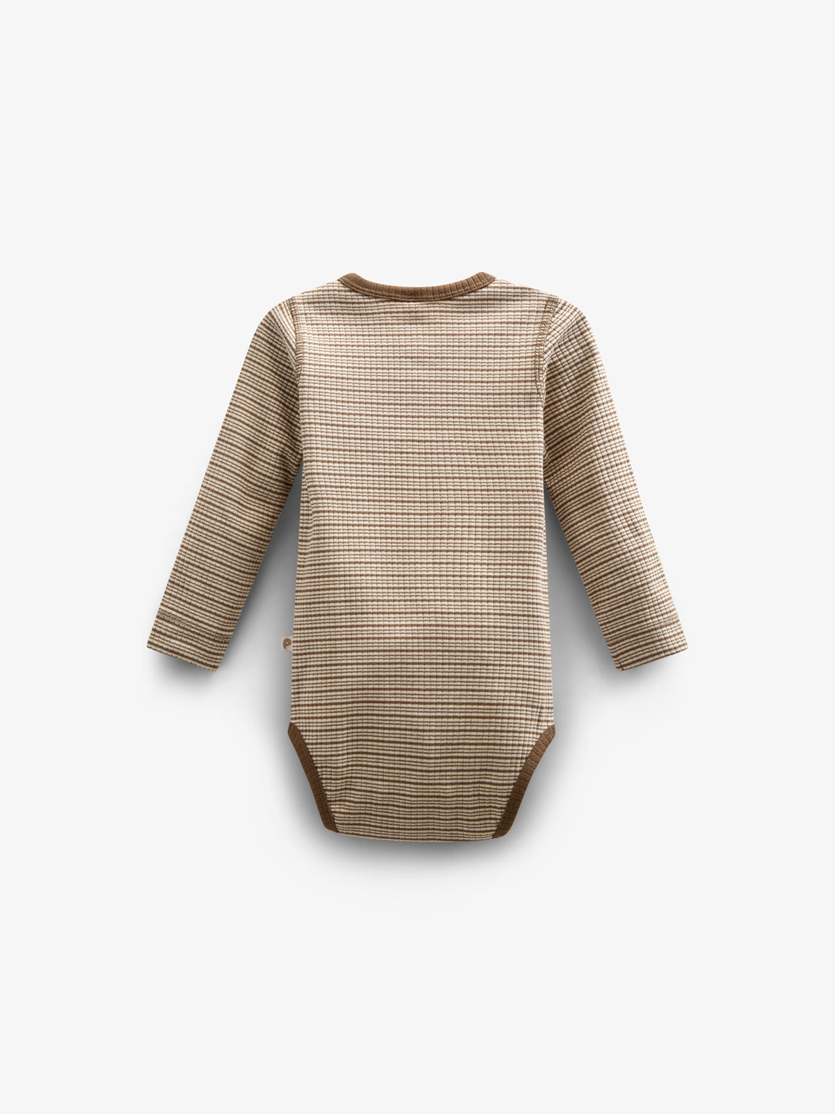 Katoenen ribbody met lange mouwen - Kids - Coffee Stripe | 100559 Manson