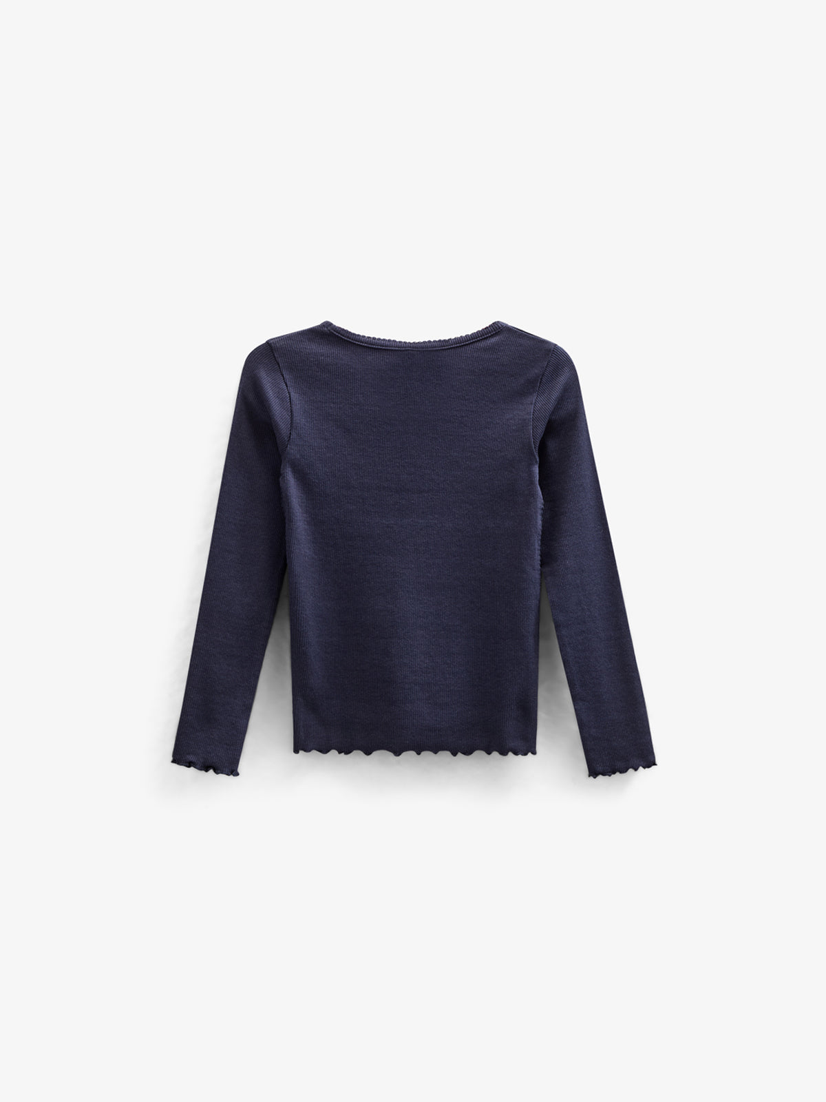 Modal Rib T-shirt met lange mouwen en Picot-randje - Tween - Navy | 100581 Mia