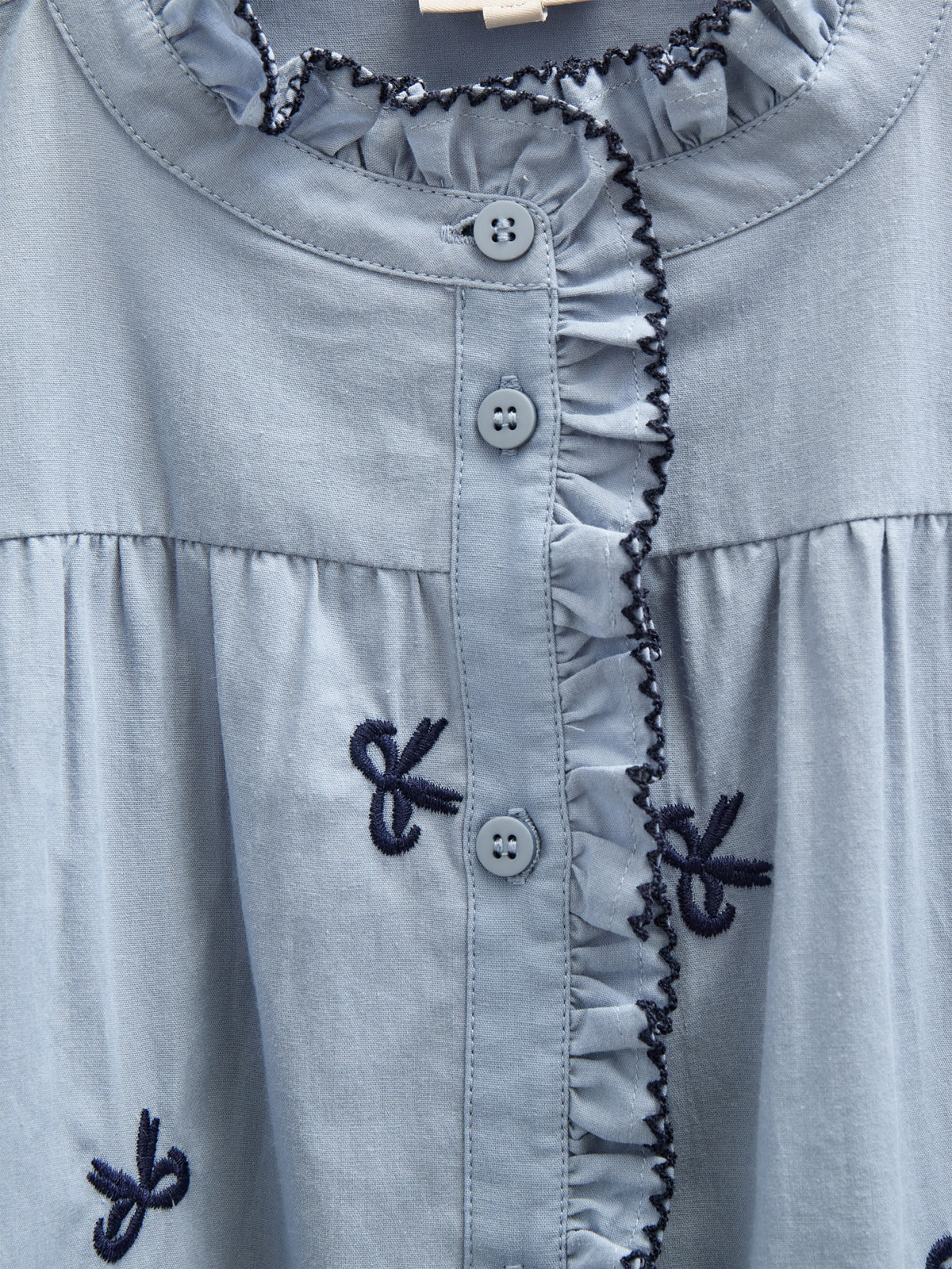 Popeline jurk met borduursel - Kids - Blue | 100679 Adison