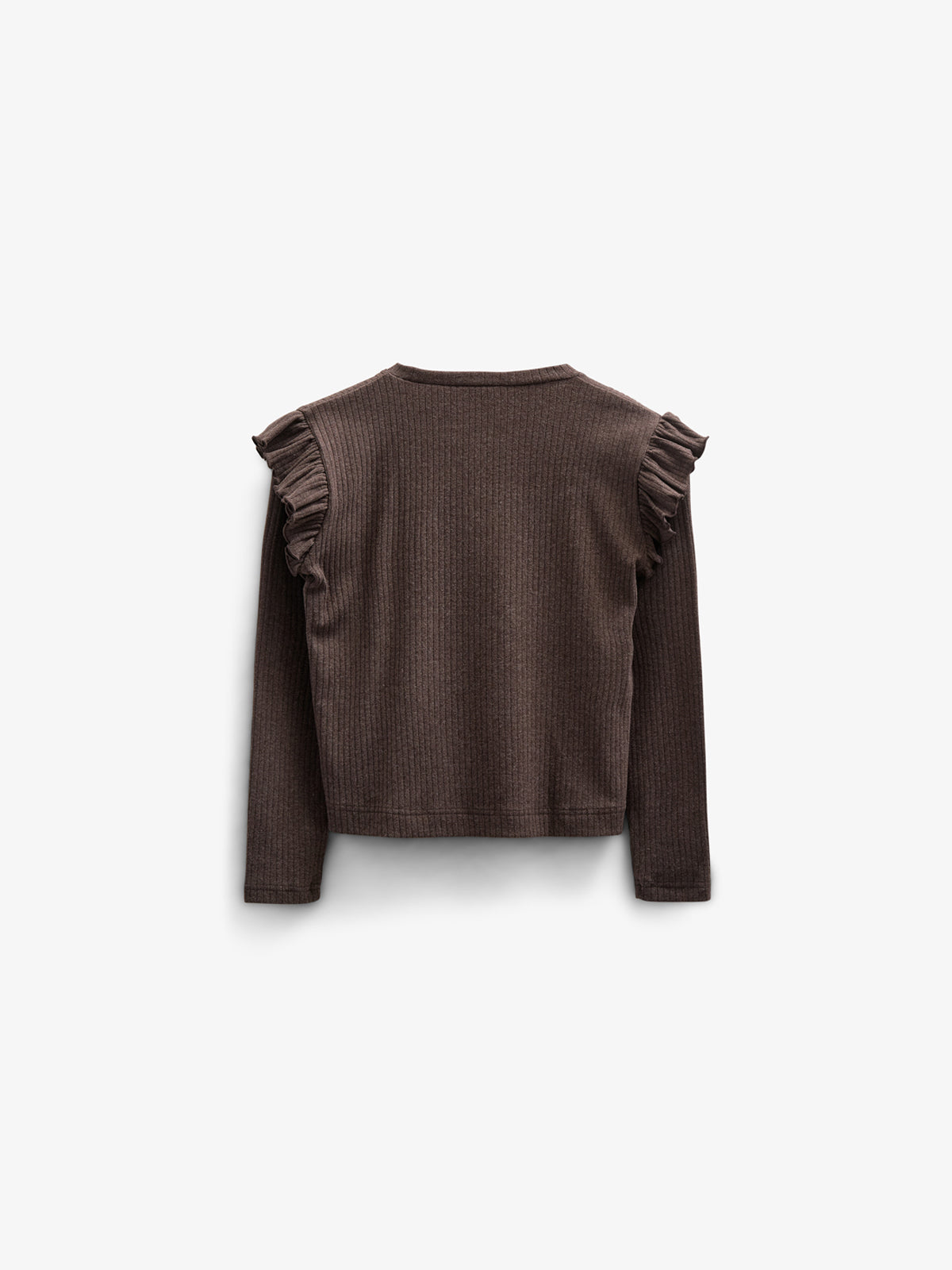 Zachte geribde blouse - Tween - Chocolate Melange | 100695 Alana