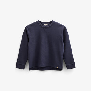 Gestructureerd T-shirt met lange mouwen - Kids - Navy | 100703 Malthe