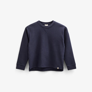 Gestructureerd T-shirt met lange mouwen - Tween - Navy | 100704 Malthe