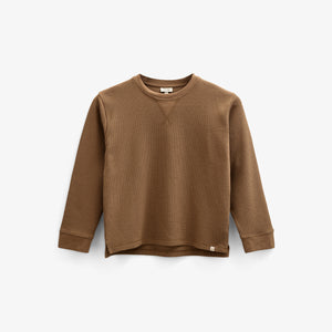 Gestructureerd T-shirt met lange mouwen - Tween - Coffee | 100706 Malthe