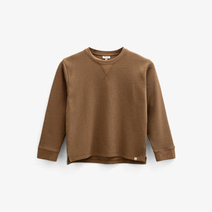 Gestructureerd T-shirt met lange mouwen - Tween - Coffee | 100706 Malthe