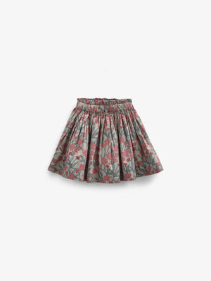 Bedrukte katoenen popeline rok - Tween - Rose / Green | 100718 Amy