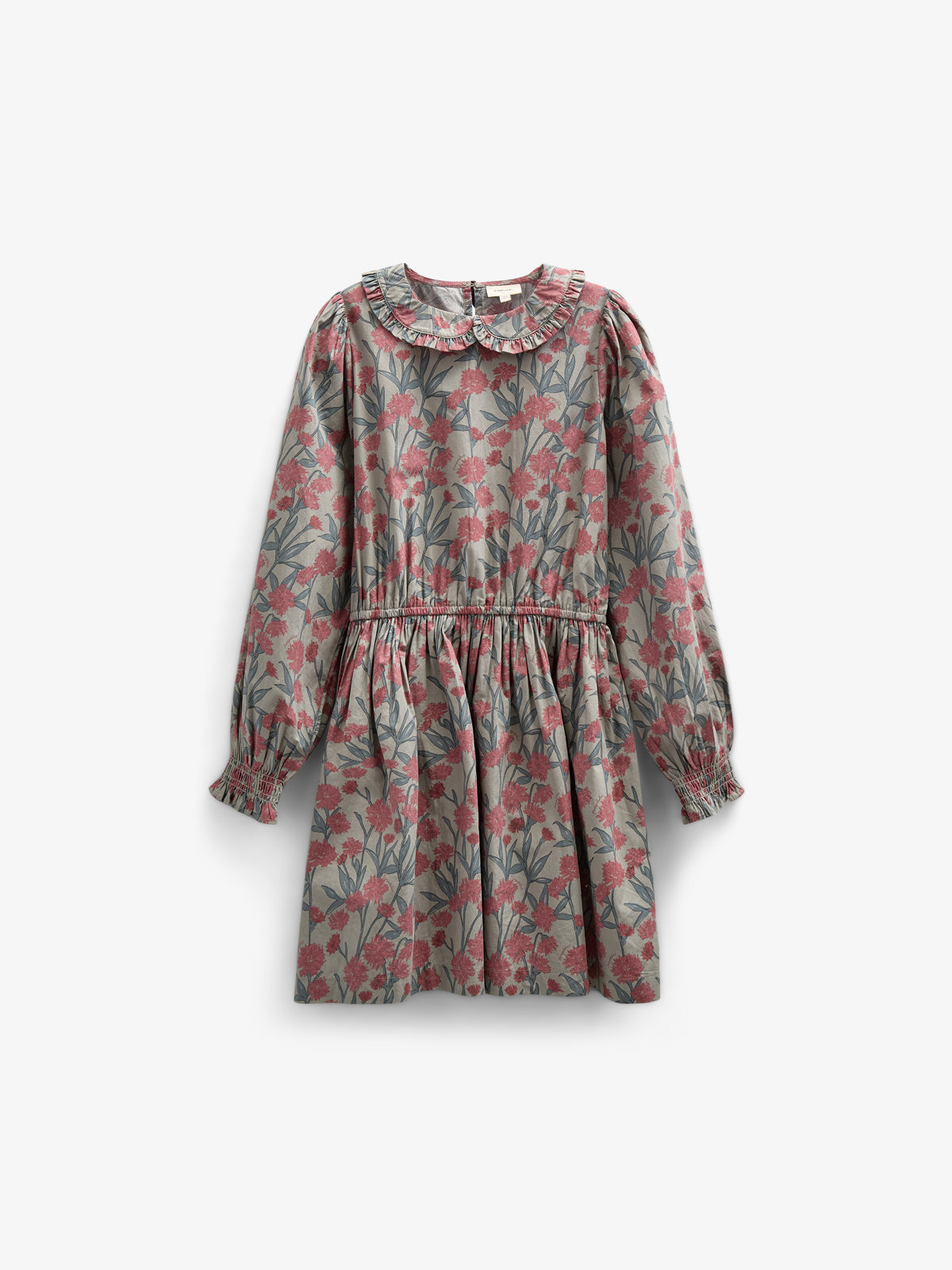 Bedrukte katoenen popeline jurk met elastiek in de taille - Tween - Rose / Green | 100720 Amy