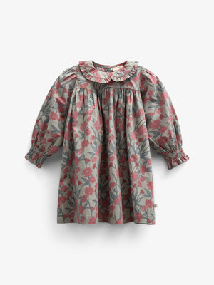 Bedrukte katoenen popeline jurk - Kids - Rose / Green | 100722 Amy