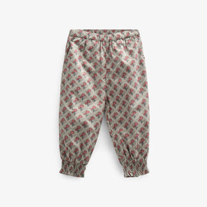 Bedrukte katoenen popeline broek - Kids - Green w. Vintage Red | 100723 Amine