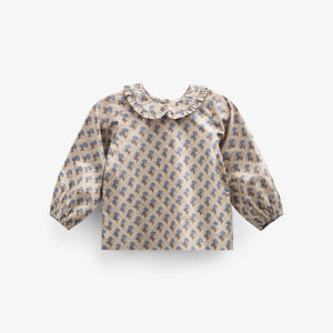 Bedrukte katoenen popeline blouse met kraag - Kids - Caffe Latte w. Blue | 100726 Amine