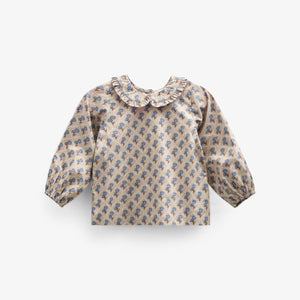 Bedrukte katoenen popeline blouse met kraag - Kids - Caffe Latte w. Blue | 100726 Amine