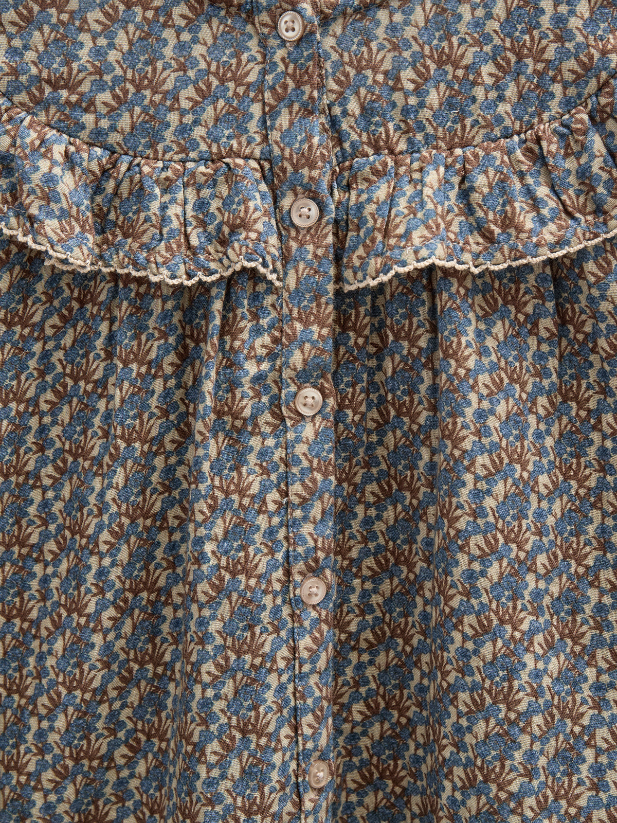 Gedrukte dubbel gaas blouse - Kids - Blue / Brown | 100729 Maggie