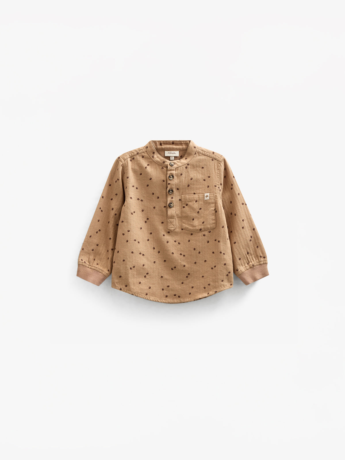 Visgraat Geweven Katoenen Shirt met Print - Kids - Light Brown | 100760 Edward