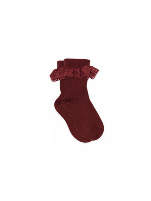 MP Wollen Kniekousen met Kant - Kids - Burgundy | 100781 MP Lea Socks