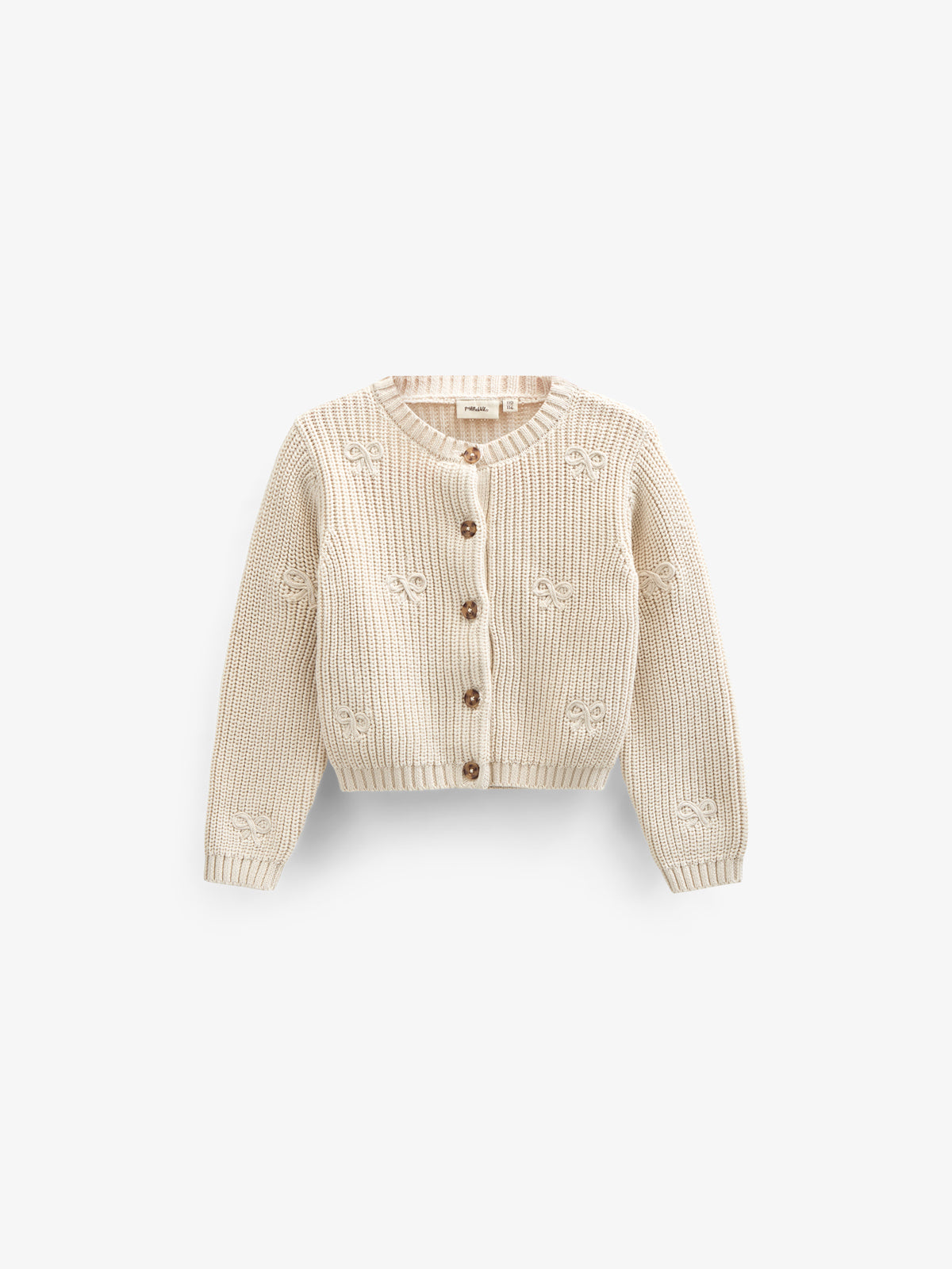Gebreid katoenen vest met strikjes - Tween - Nature | 100791 Freya