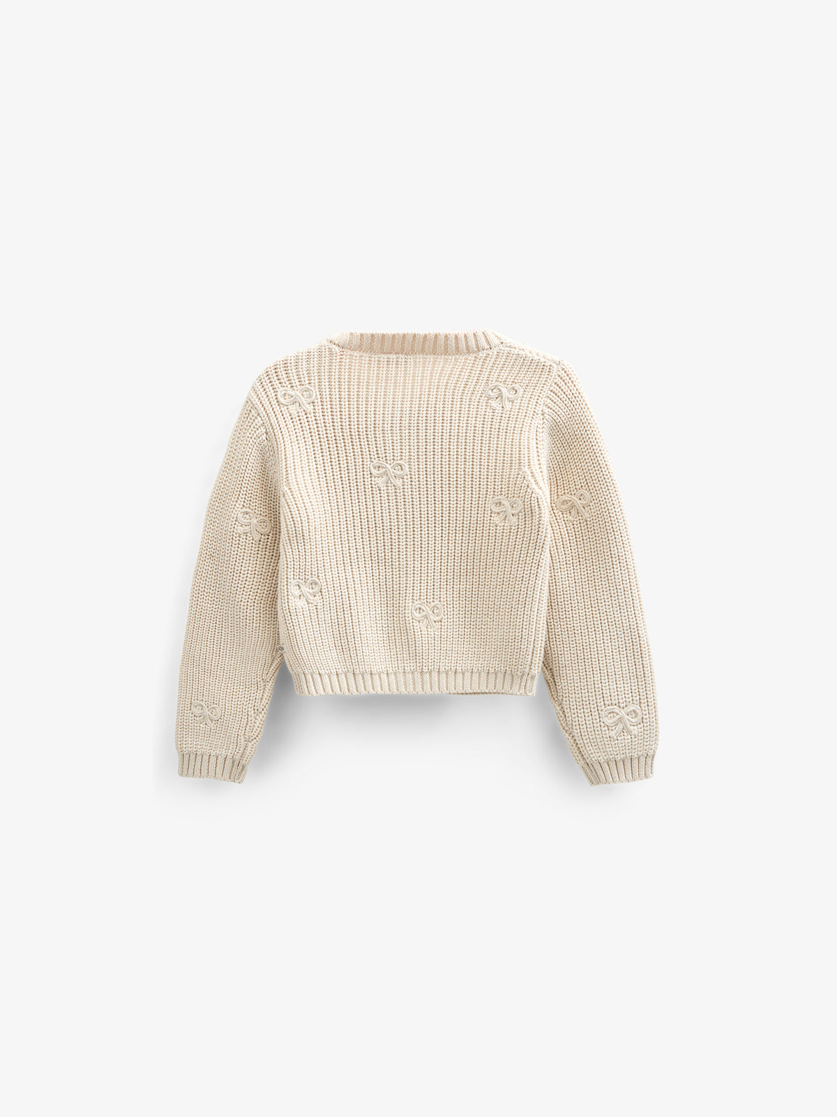 Gebreid katoenen vest met strikjes - Tween - Nature | 100791 Freya