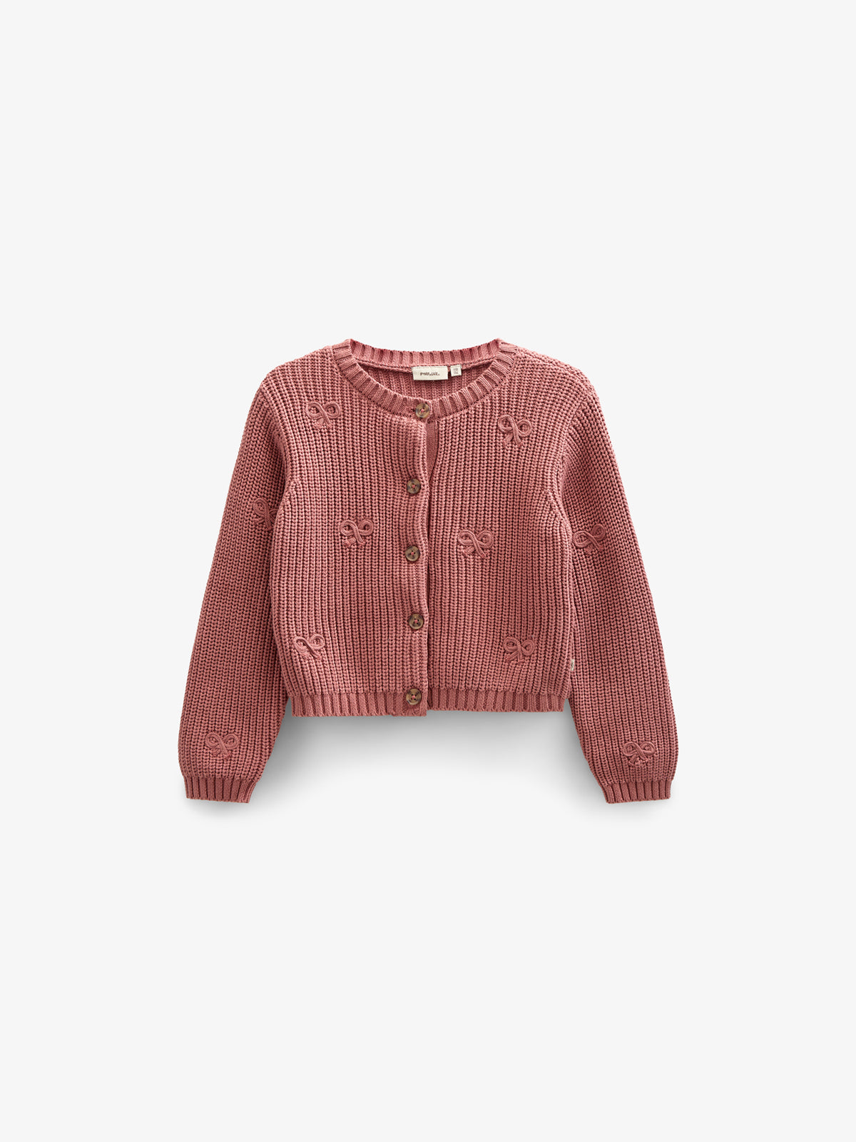 Gebreid katoenen vest met strikjes - Tween - Old Rose | 100793 Freya