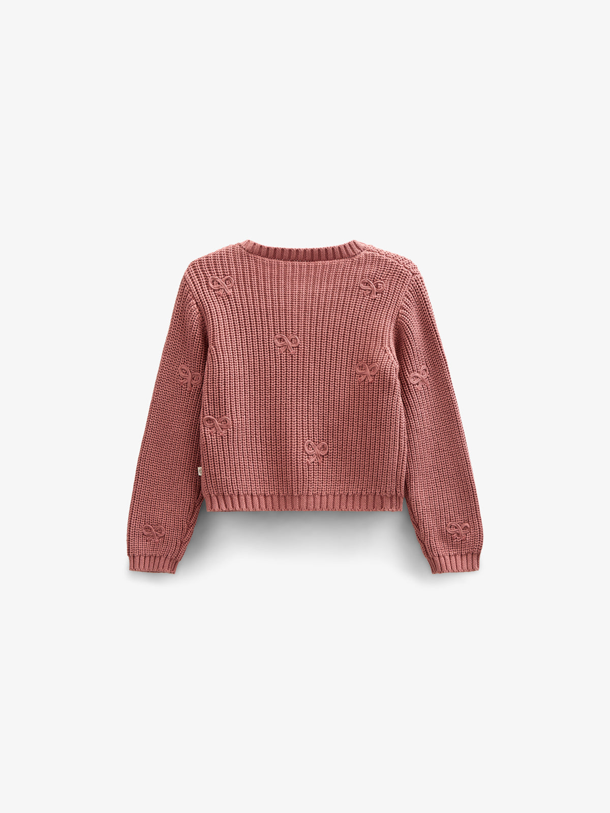 Gebreid katoenen vest met strikjes - Kids - Old Rose | 100792 Freya