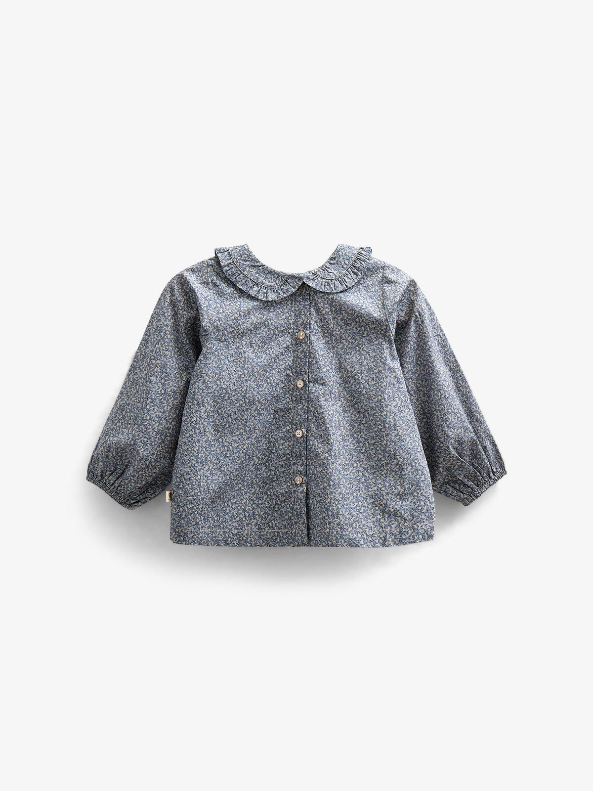 Bedrukte katoenen popeline blouse met kraag - Kids - Blue | 100798 Allie