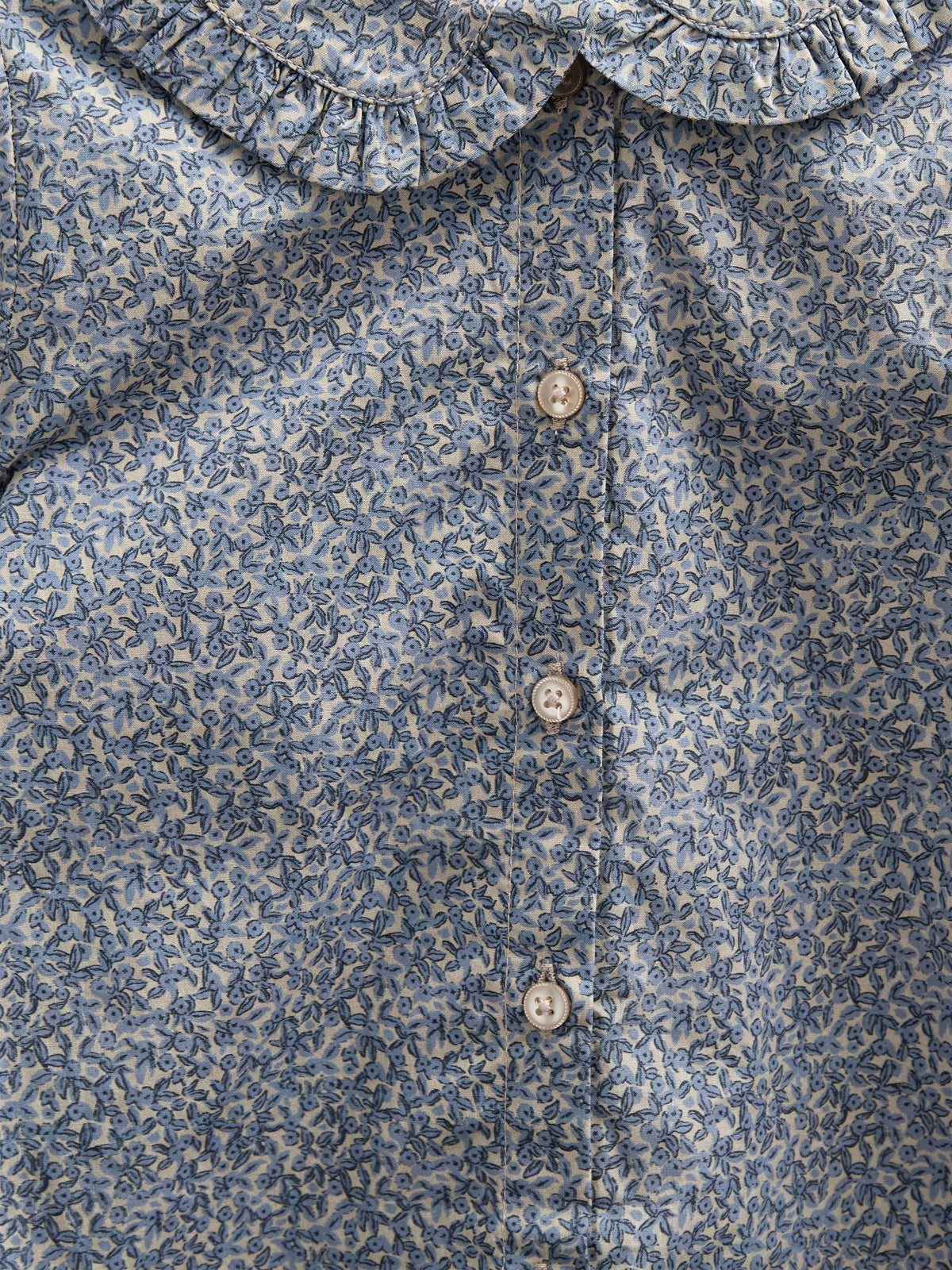 Bedrukte katoenen popeline blouse met kraag - Kids - Blue | 100798 Allie