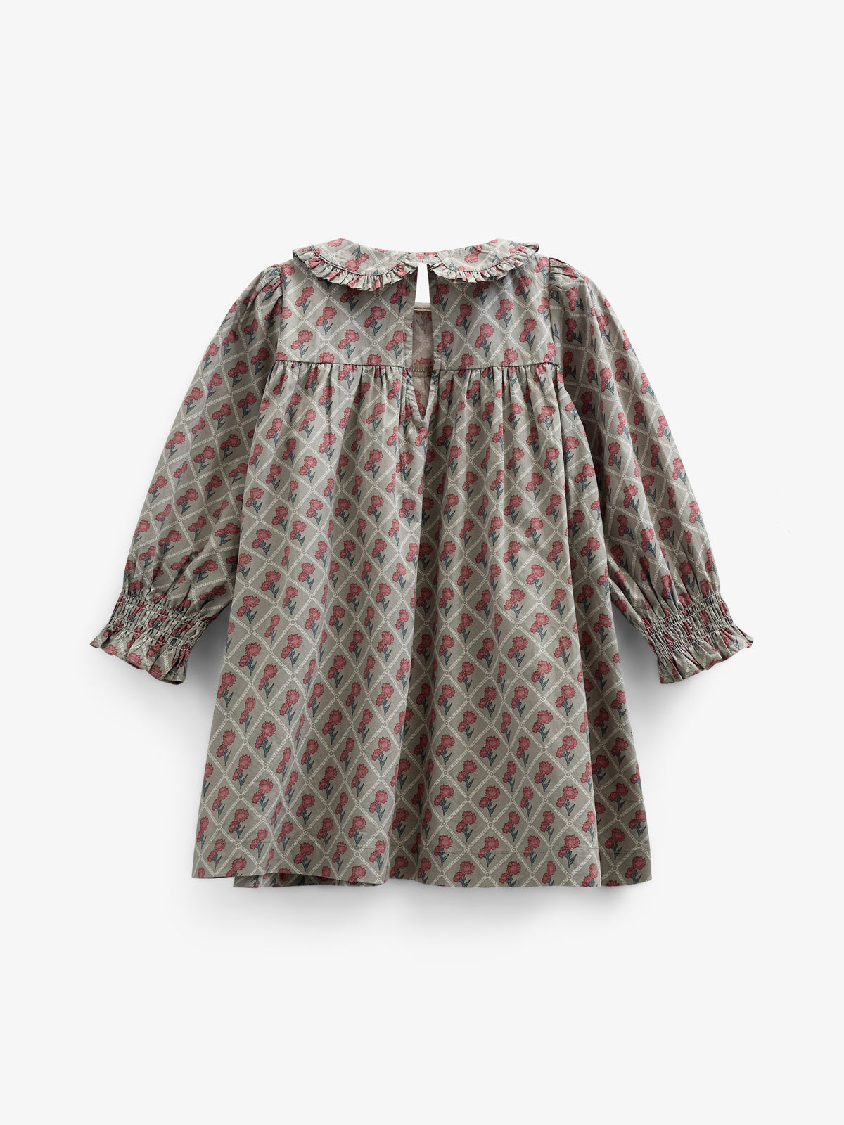 Bedrukte katoenen popeline jurk - Kids - Green w. Vintage Red | 100802 Amine