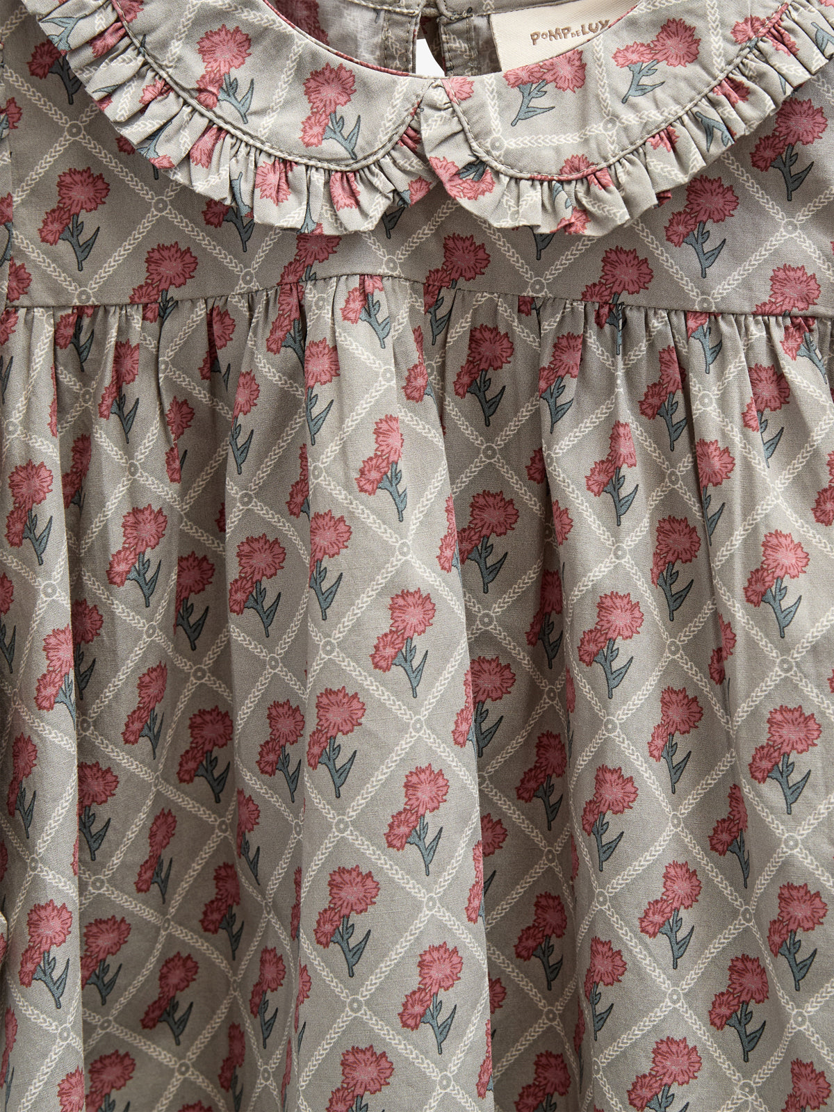 Bedrukte katoenen popeline jurk - Kids - Green w. Vintage Red | 100802 Amine