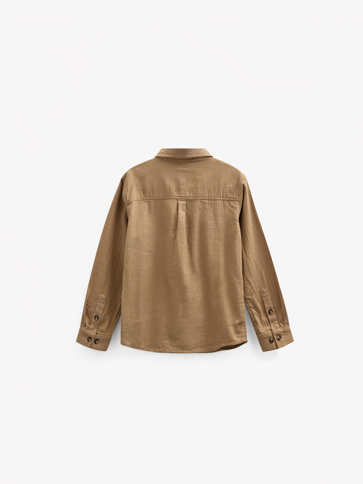 Visgraat Geweven Katoenen Shirt - Tween - Light Brown | 100804 Edward