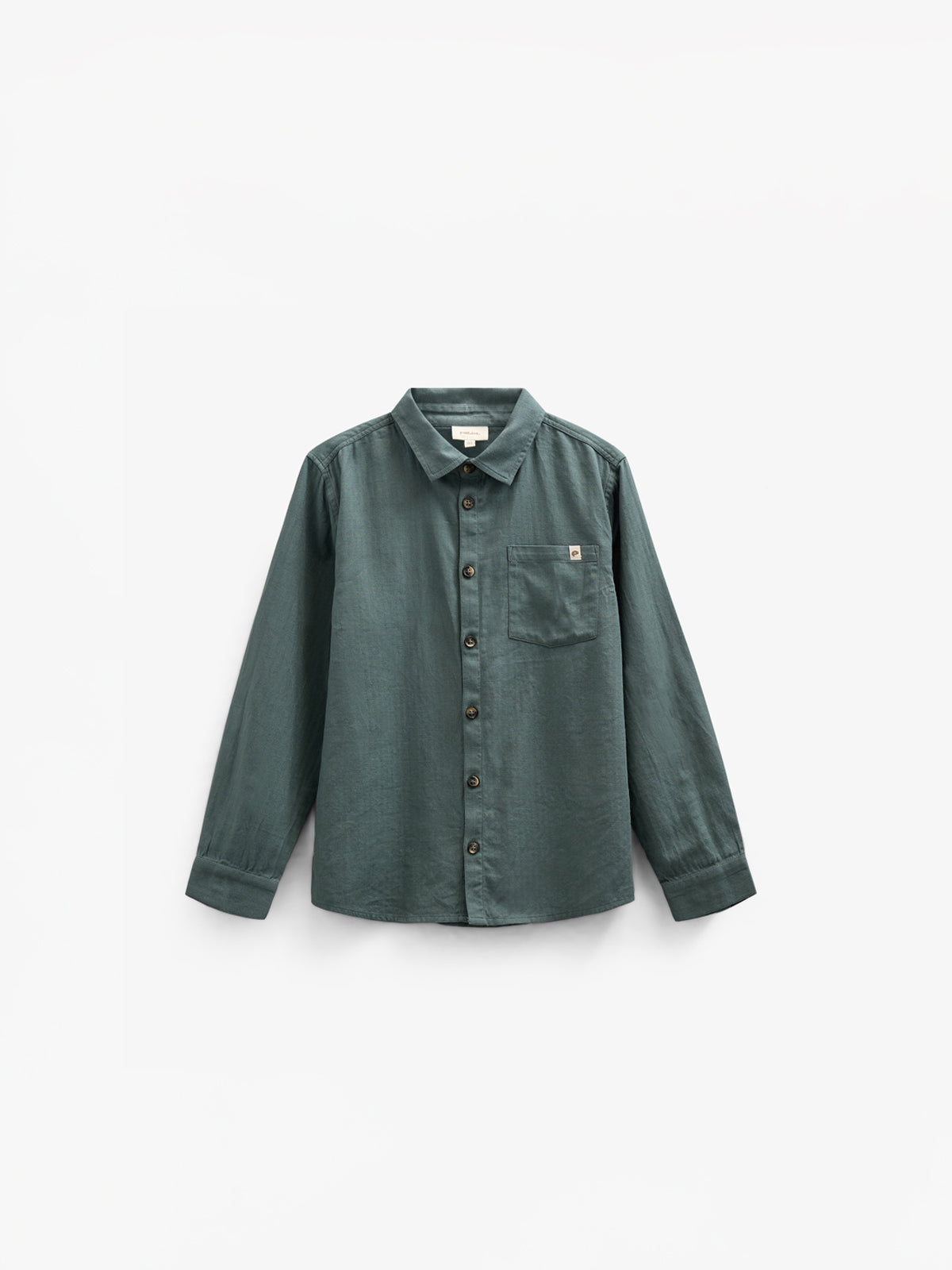 Visgraat Geweven Katoenen Shirt - Tween - Dark Dusty Green | 100805 Edward