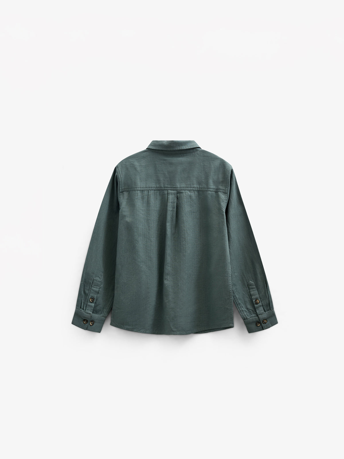 Visgraat Geweven Katoenen Shirt - Tween - Dark Dusty Green | 100805 Edward