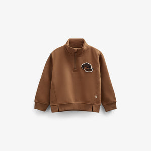 Sweatshirt met halve rits - Kids - Coffee | 100808 Tristan
