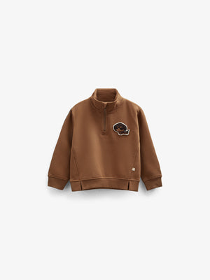 Sweatshirt met halve rits - Kids - Coffee | 100808 Tristan