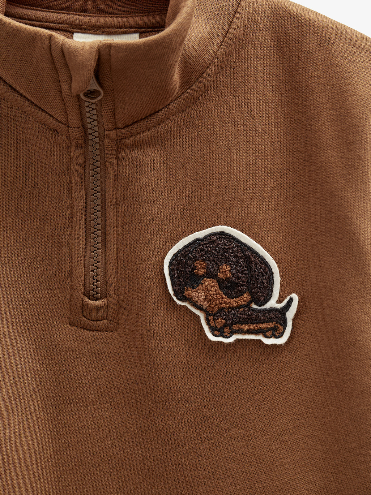 Sweatshirt met halve rits - Kids - Coffee | 100808 Tristan