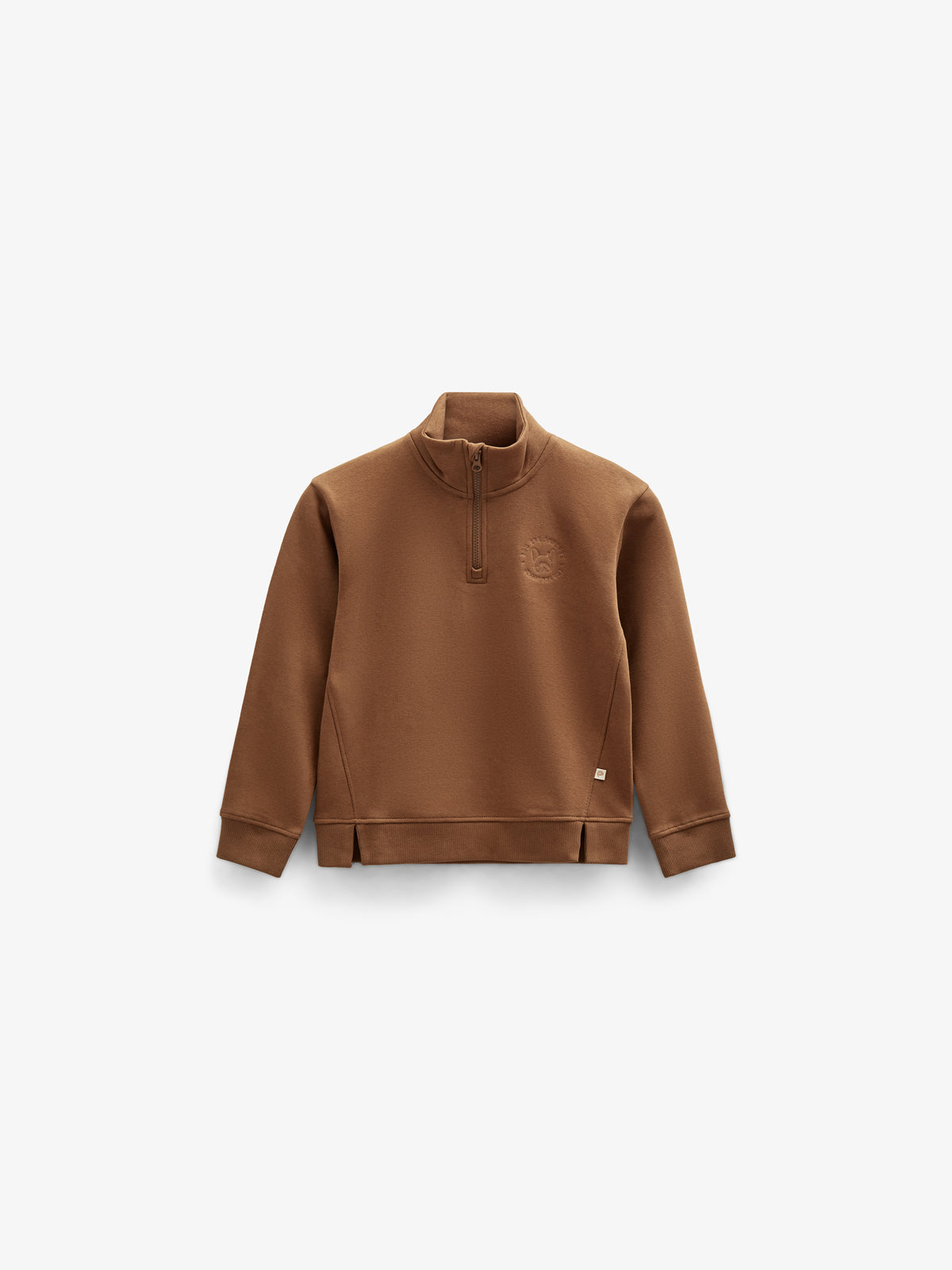 Sweatshirt met halve rits - Tween - Coffee | 100809 Tristan