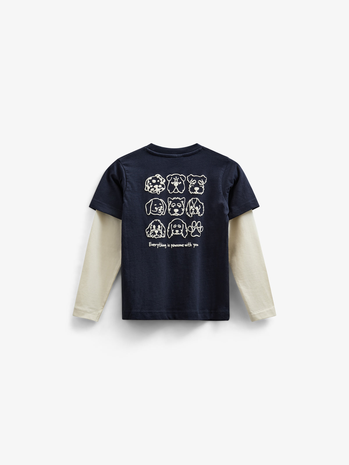 Boxy T-shirt met dubbele mouwen - Kids - Navy | 100836 Alex