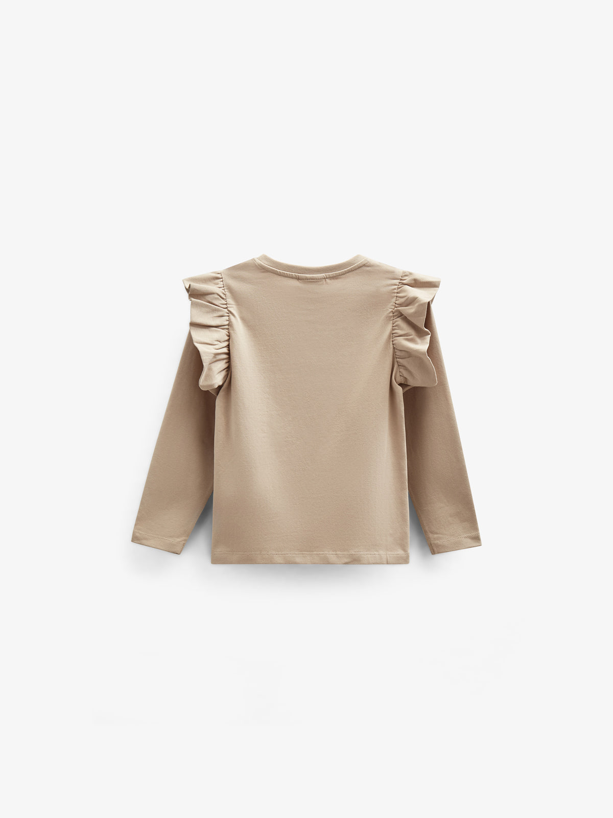 Jersey blouse met kraagmouwen en frontprint - Kids - Caffe Latte | 100842 Demi