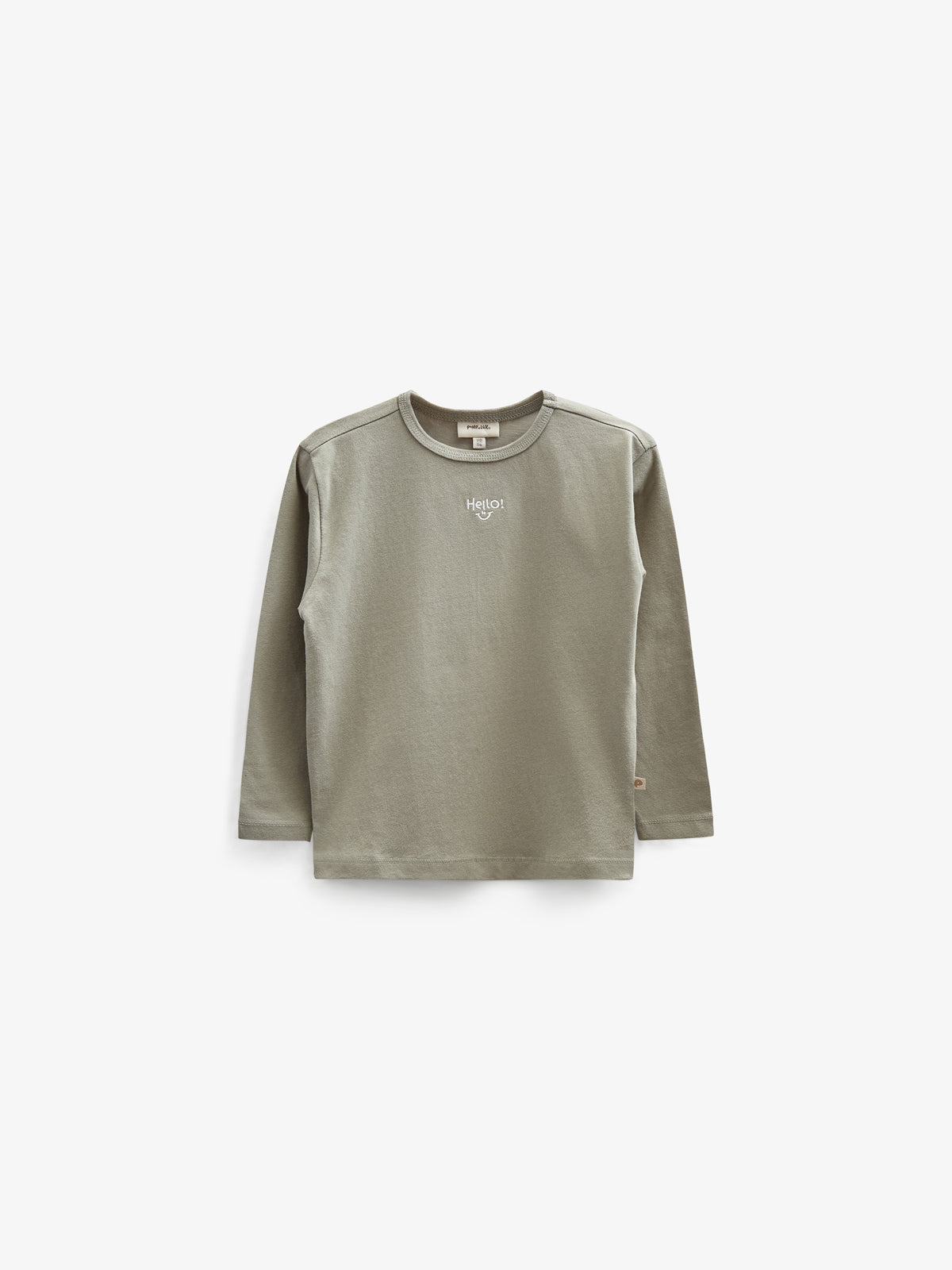 T-shirt met lange mouwen en borduursel - Kids - Dusty Green | 100856 Brandon